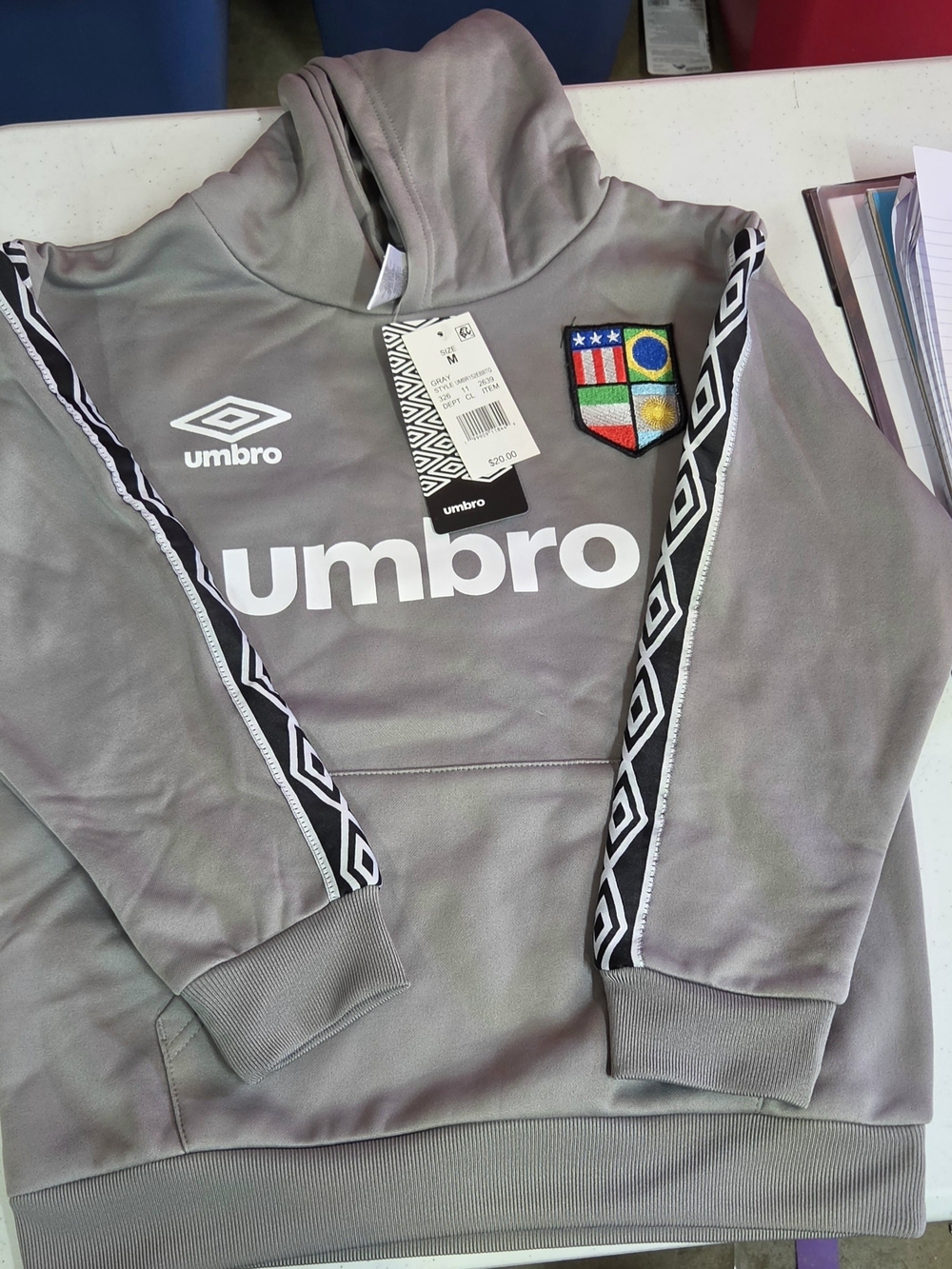 Umbro Kids Gray Logo Hoodie Sweatshirt